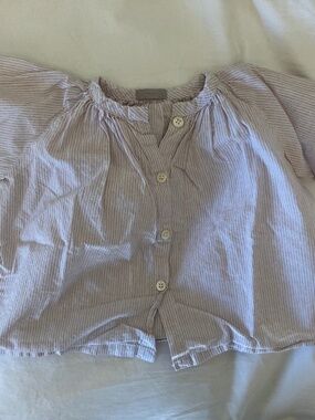 Makie baby girls purple and white striped blouse